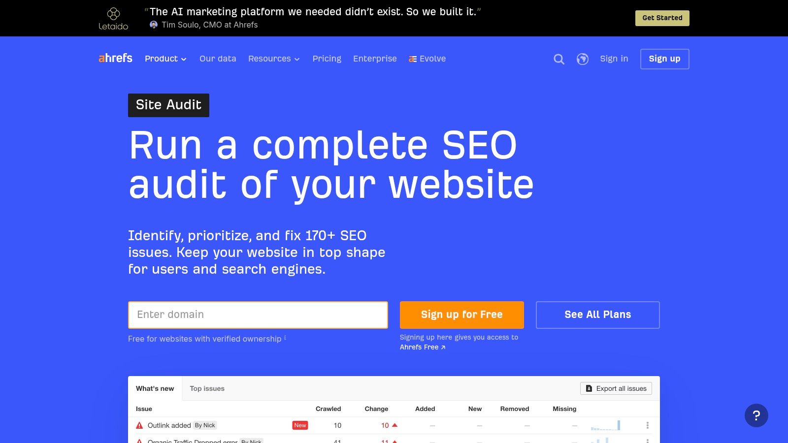 Ahrefs, Site Audit