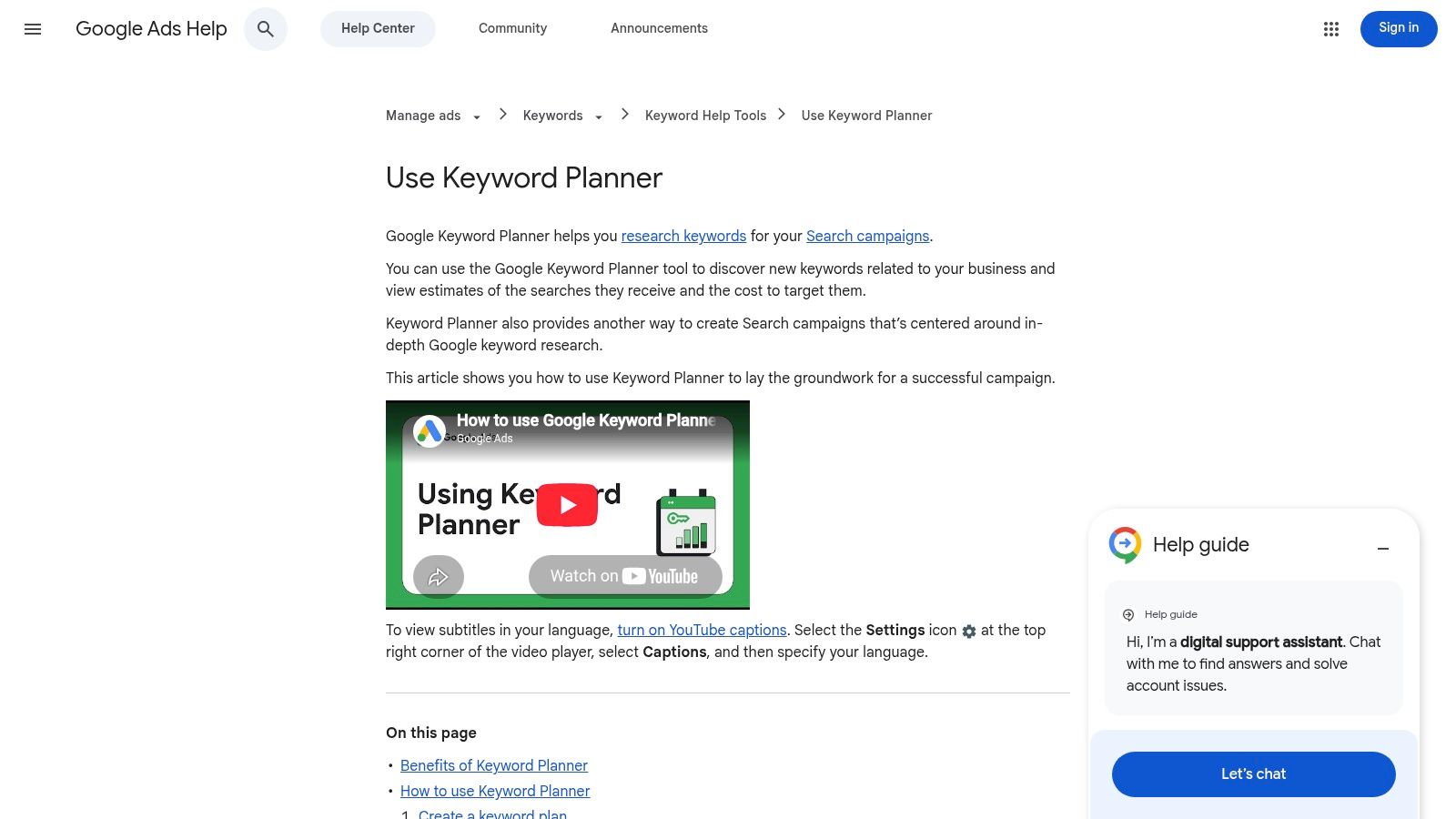 Google Ads Keyword Planner