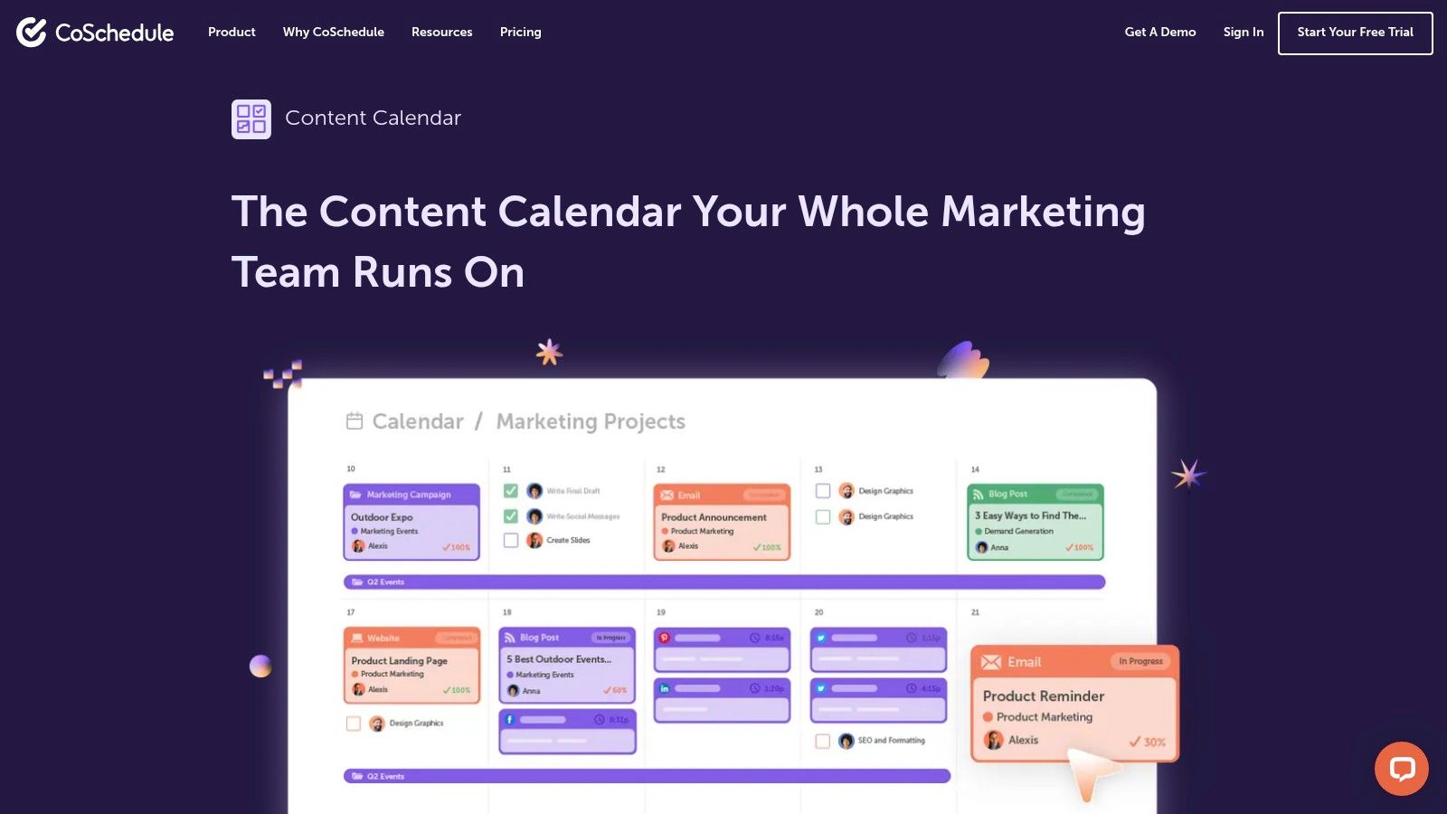 CoSchedule content calendar