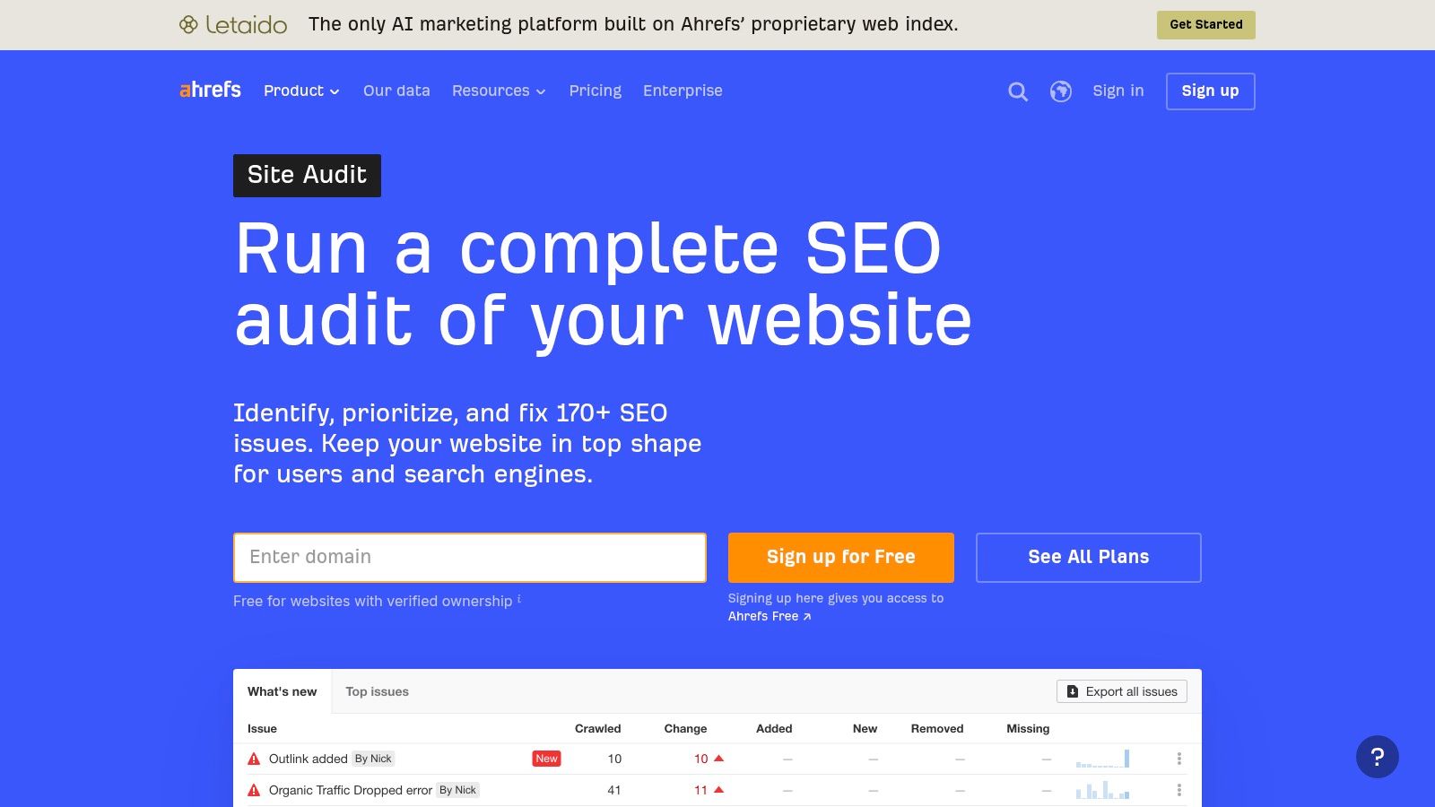 Ahrefs Site Audit