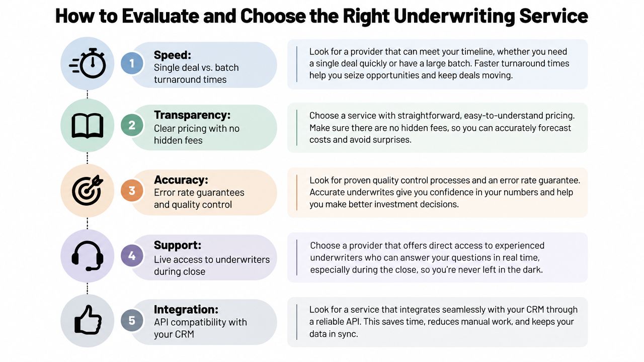 A five-step guide on how to evaluate and choose the right real estate underwriting services.
