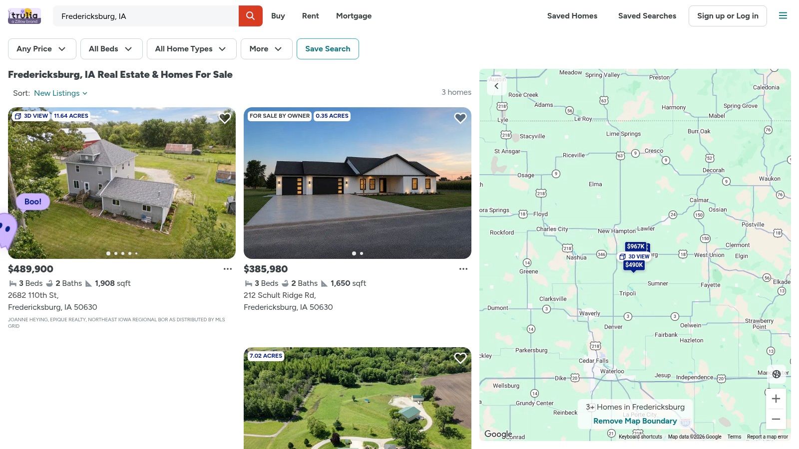 Trulia, Fredericksburg, IA homes for sale