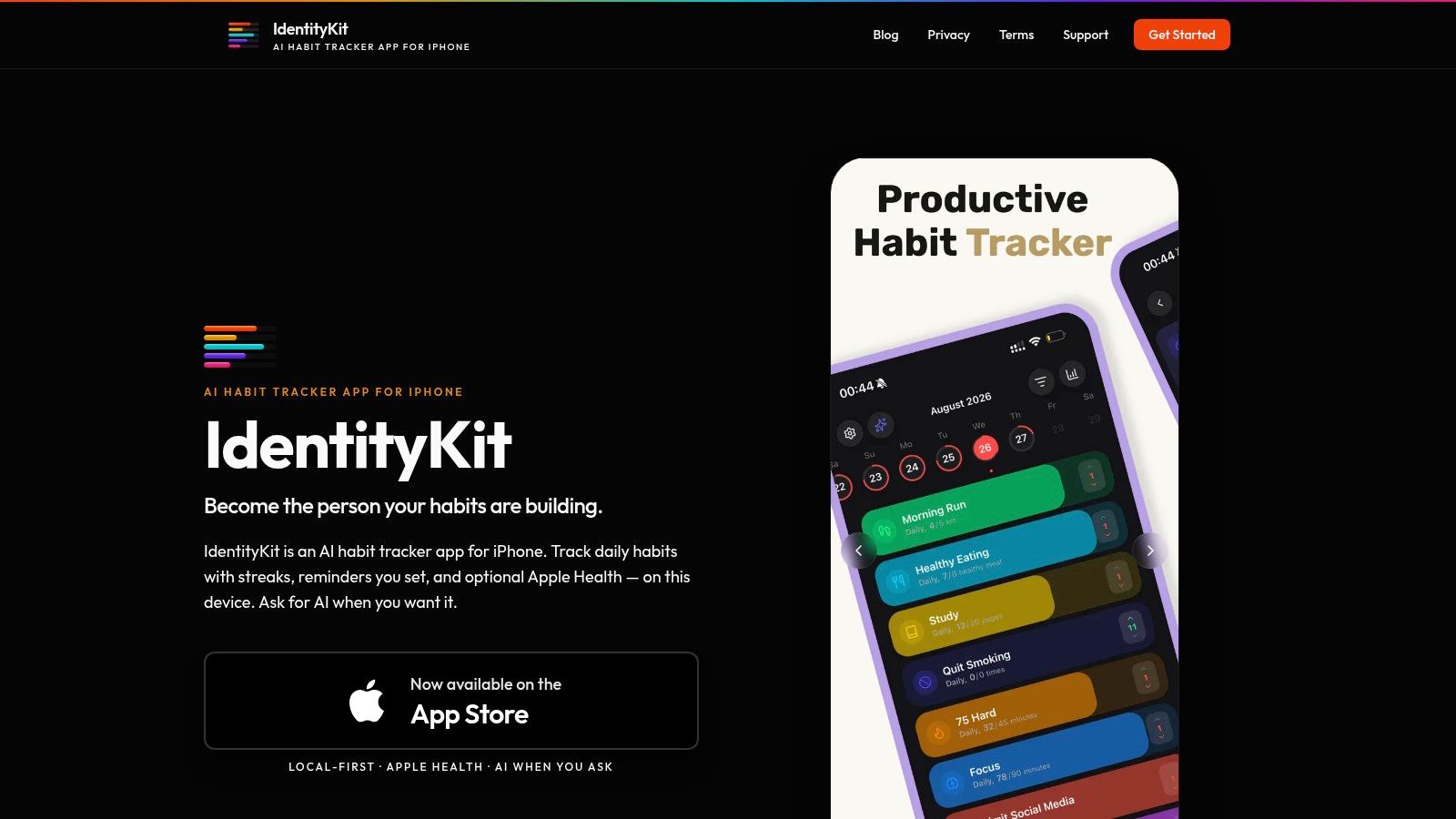 IdentityKit, AI Habit Tracker App for iPhone