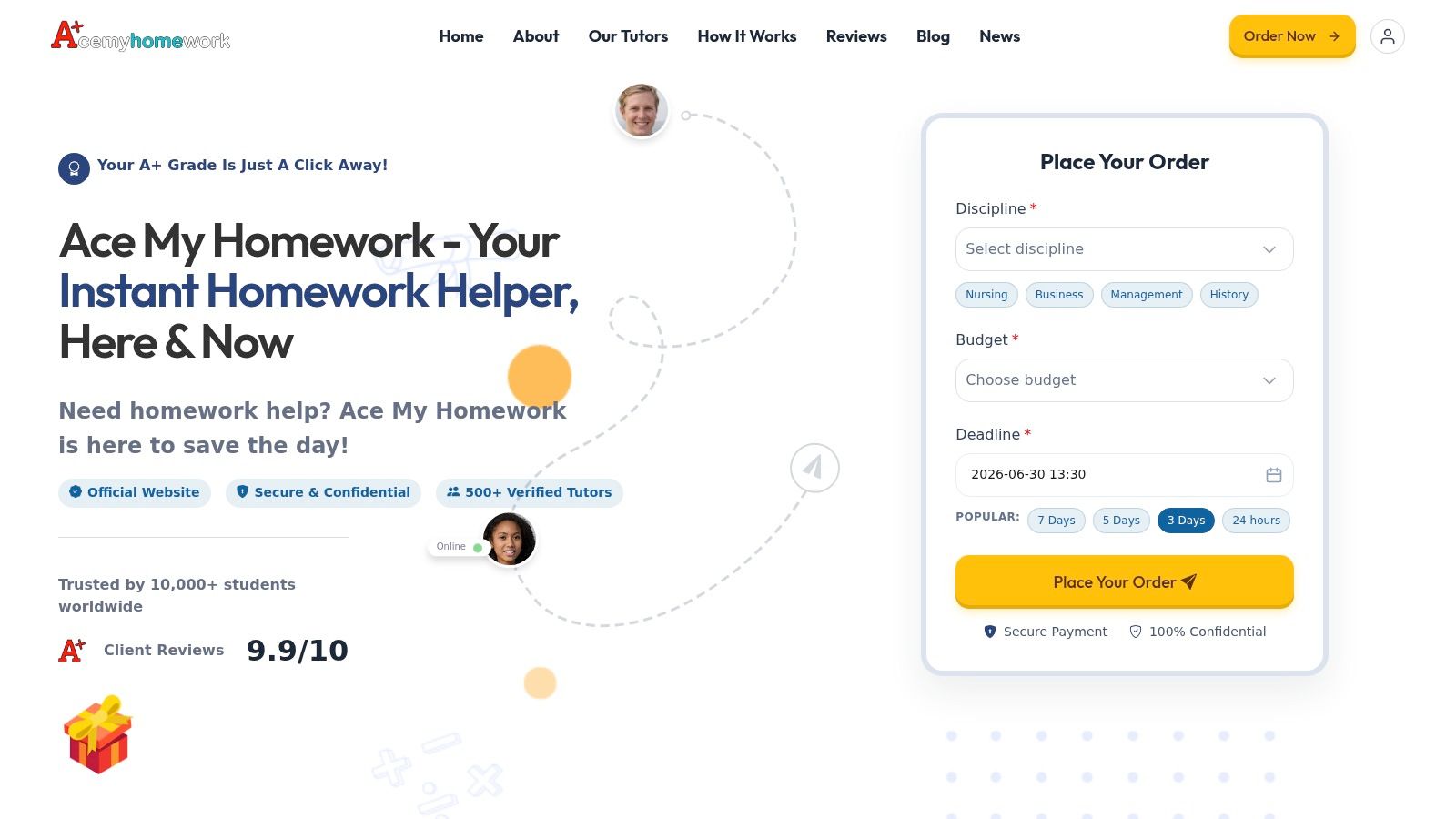Screenshot from https://acemyhomework.com