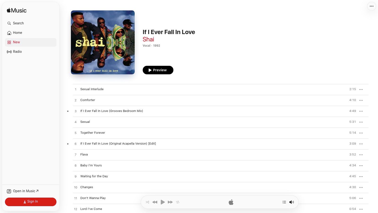 Shai, "If I Ever Fall in Love (Original A Cappella Version)" (1992)