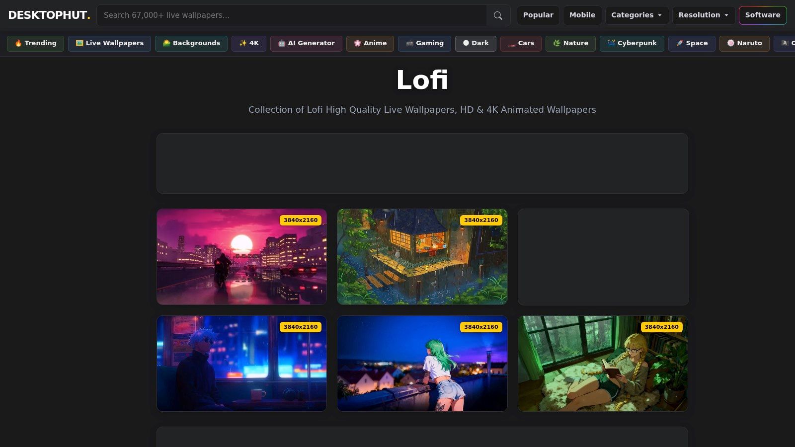 DesktopHut, Lofi Live Wallpapers library
