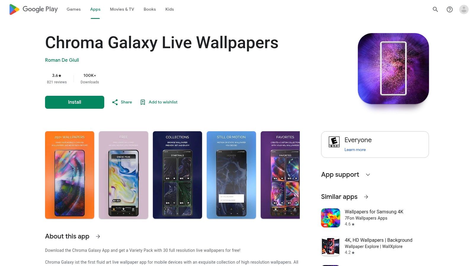 Chroma Galaxy Live Wallpapers (Android)