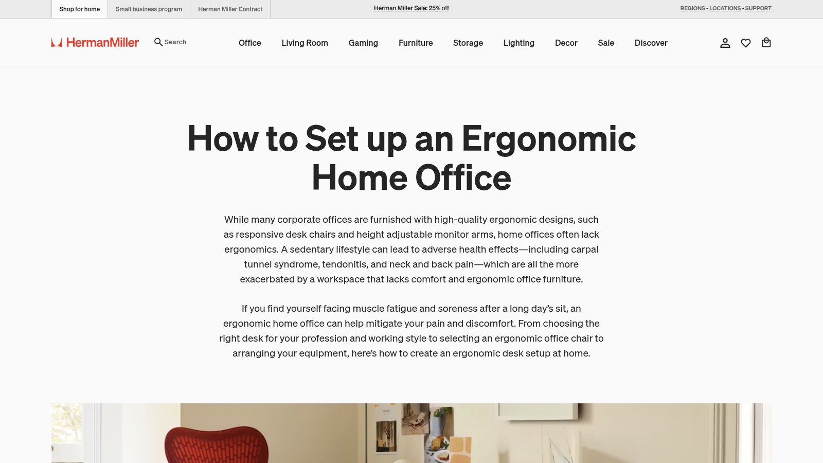 Herman Miller – Ergonomic Home Office Setup Guides (plus posture PDF)