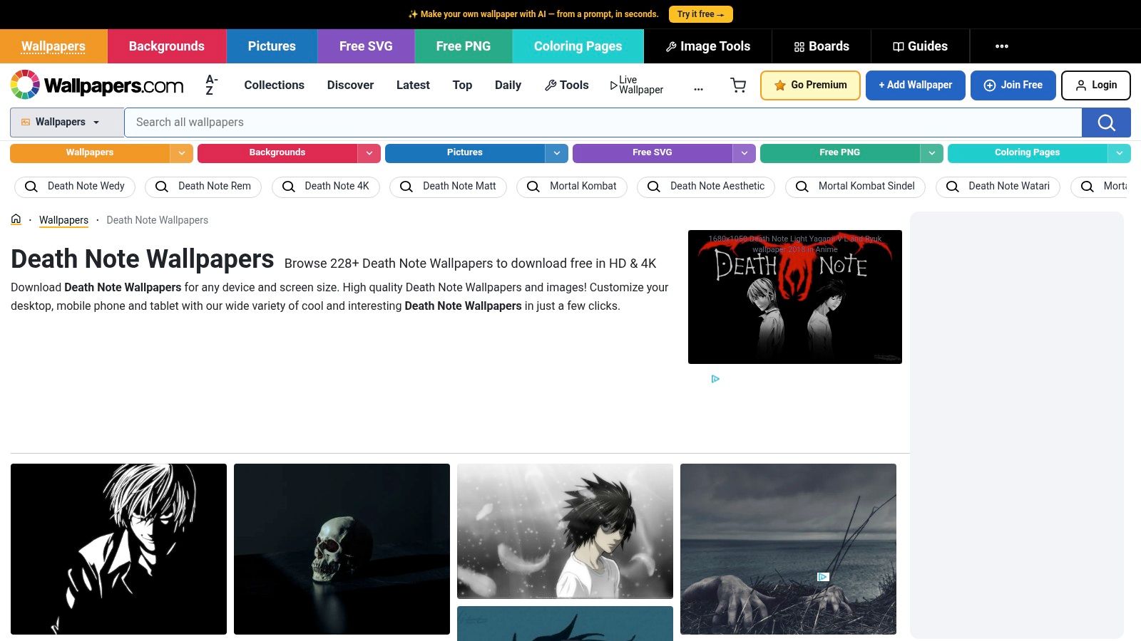 Wallpapers.com (Death Note category)