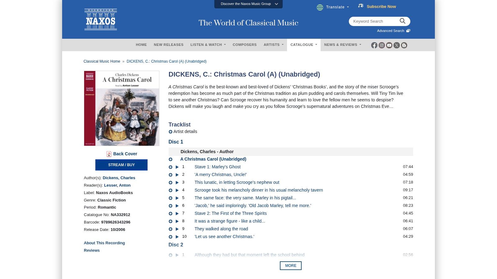 A Christmas Carol (Anton Lesser, Naxos AudioBooks)