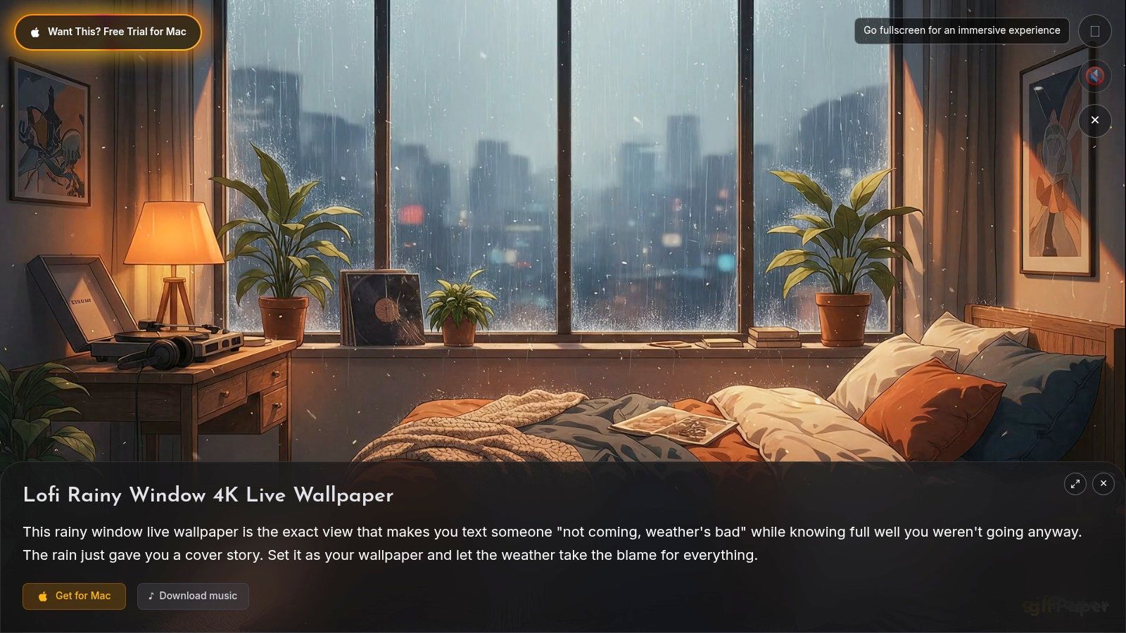 Lofi Rainy Window — Aesthetic 4K Live Wallpaper