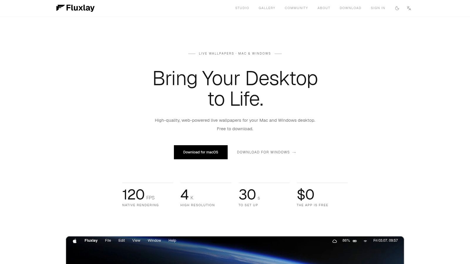 Fluxlay, Cross-platform live wallpaper app + marketplace