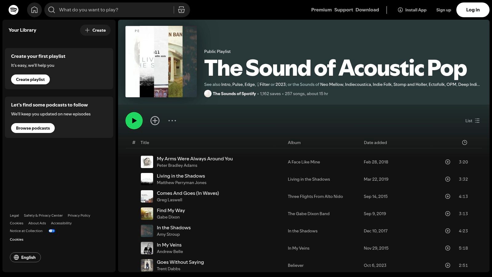 Spotify – "The Sound of Acoustic Pop" (editorial playlist)