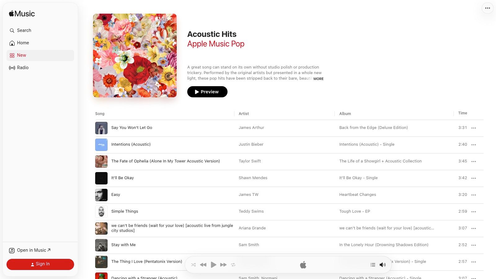 Apple Music – "Acoustic Hits" (official playlist)