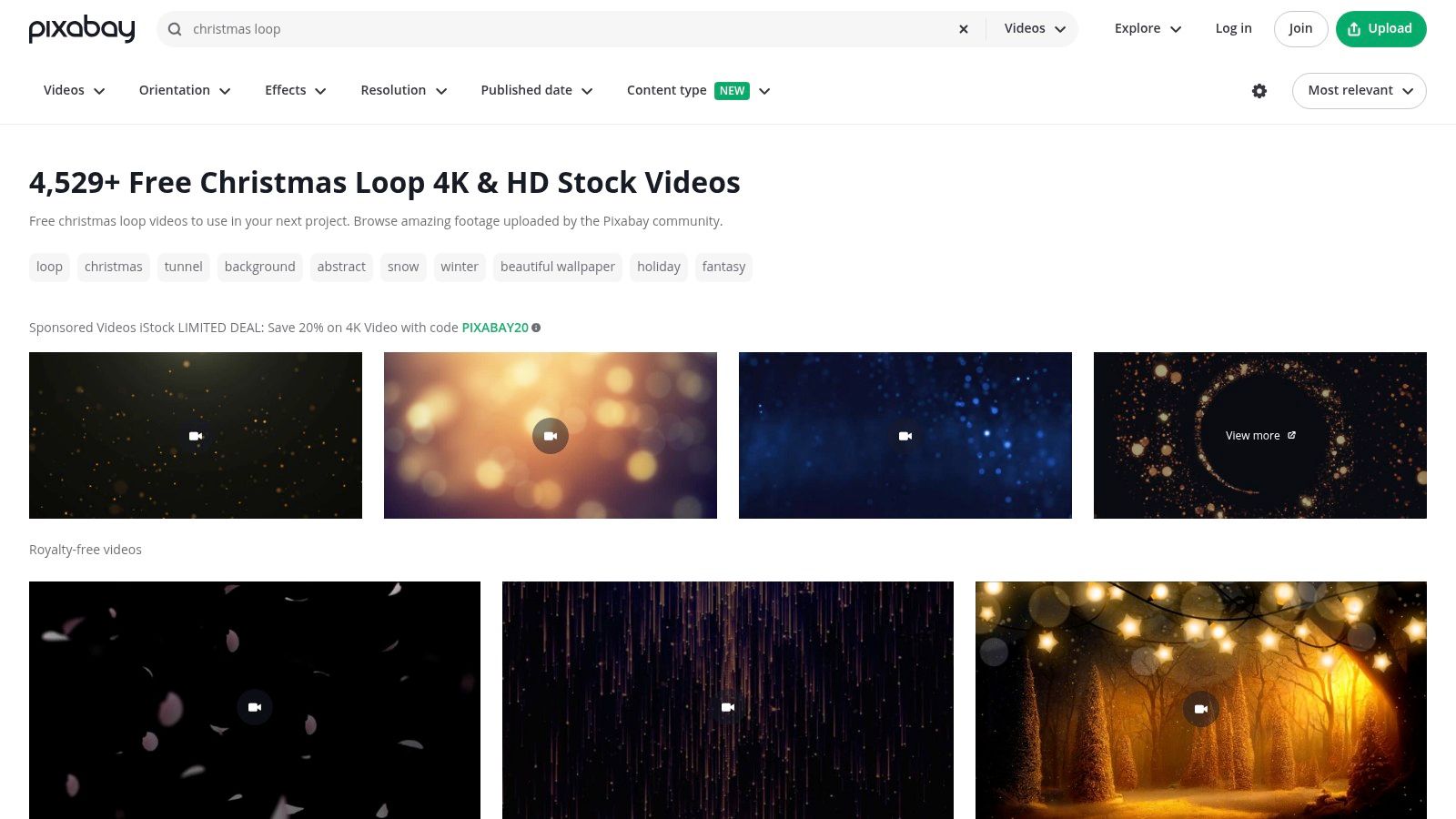 Pixabay (Christmas Loop Videos)