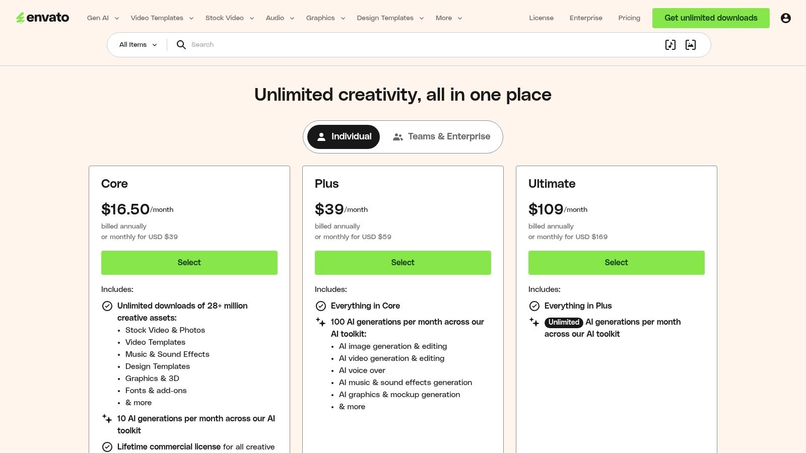 Envato Elements – Premium 4K sunset loops (subscription)