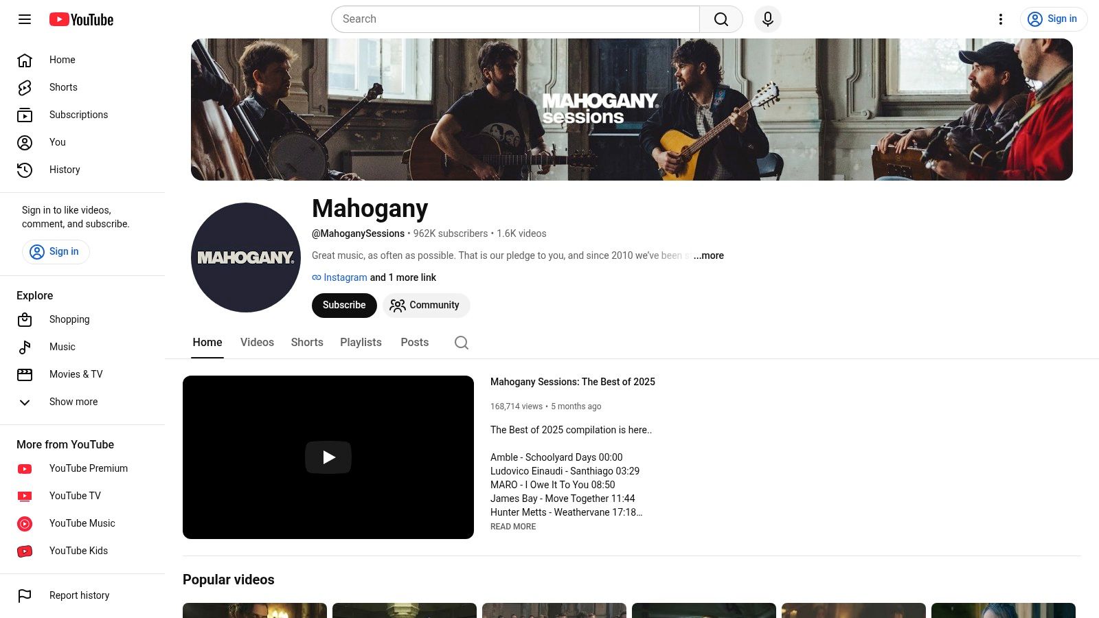 Mahogany Sessions (YouTube channel)