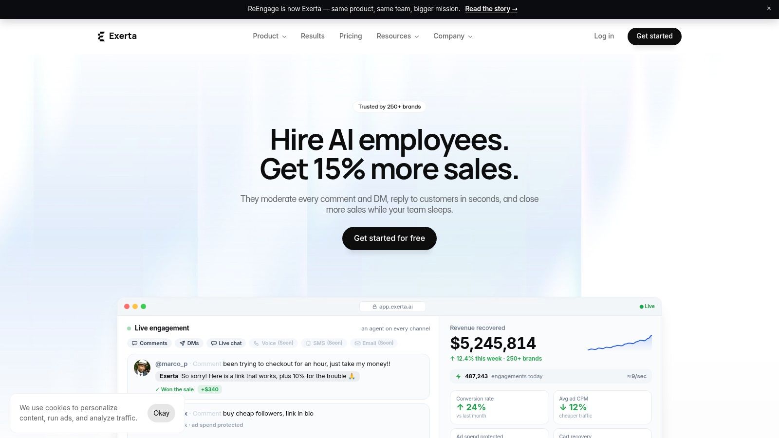 Screenshot from https://exerta.ai