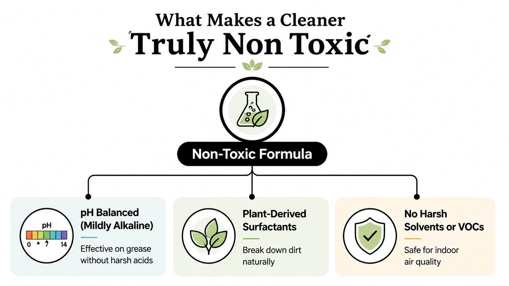 An infographic showing the three essential components of a truly non-toxic all-purpose cleaning formula.