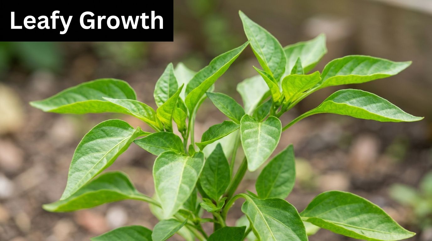 A close-up view of a vibrant green chili pepper plant growing in a garden bed.