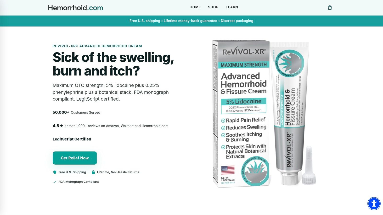 Screenshot from https://hemorrhoid.com/products/advanced-hemorrhoid-cream