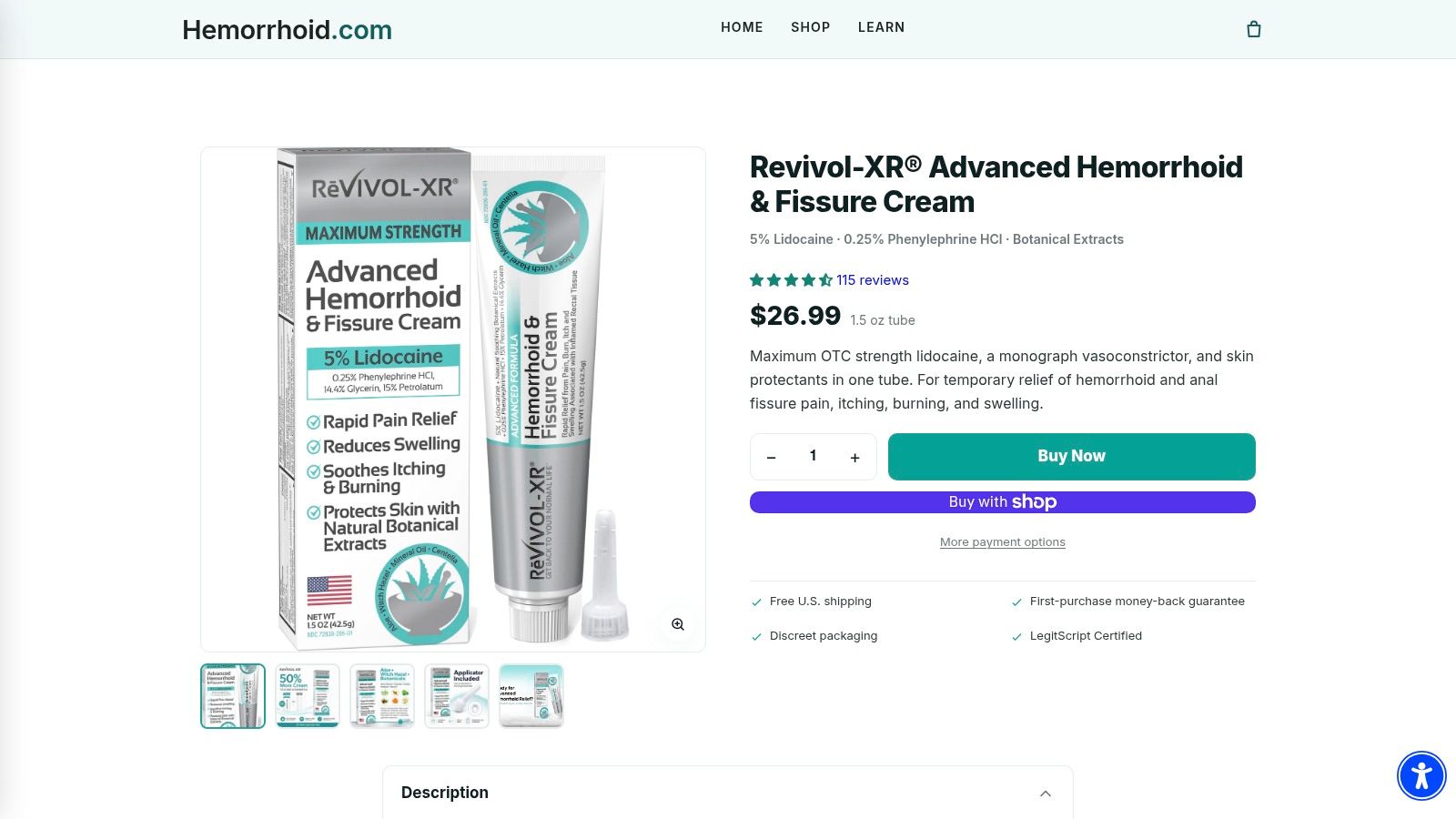 Screenshot from https://hemorrhoid.com/products/advanced-hemorrhoid-cream