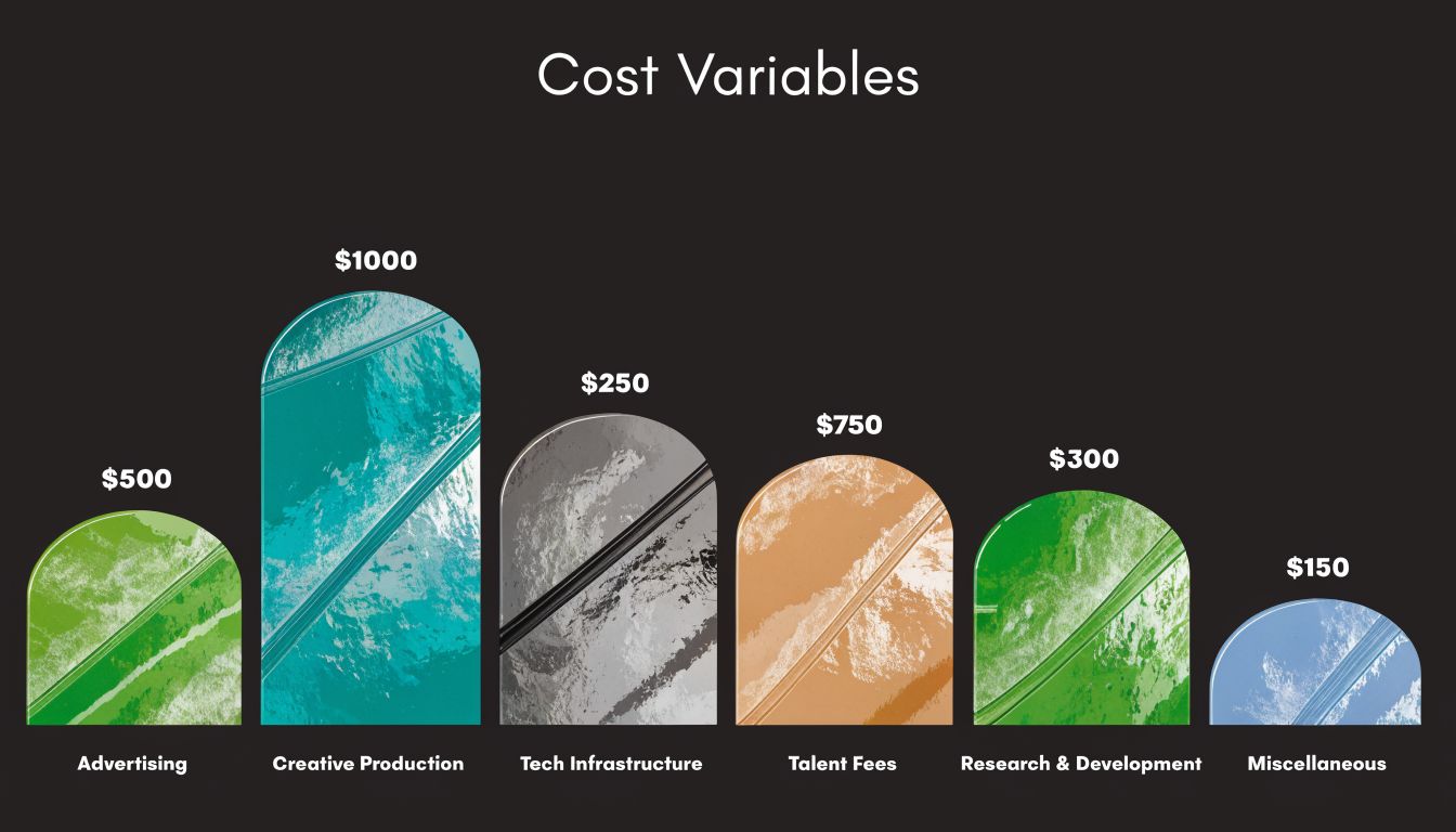 A bar graph titled Cost Variables showing spending amounts for six different business categories in US dollars.