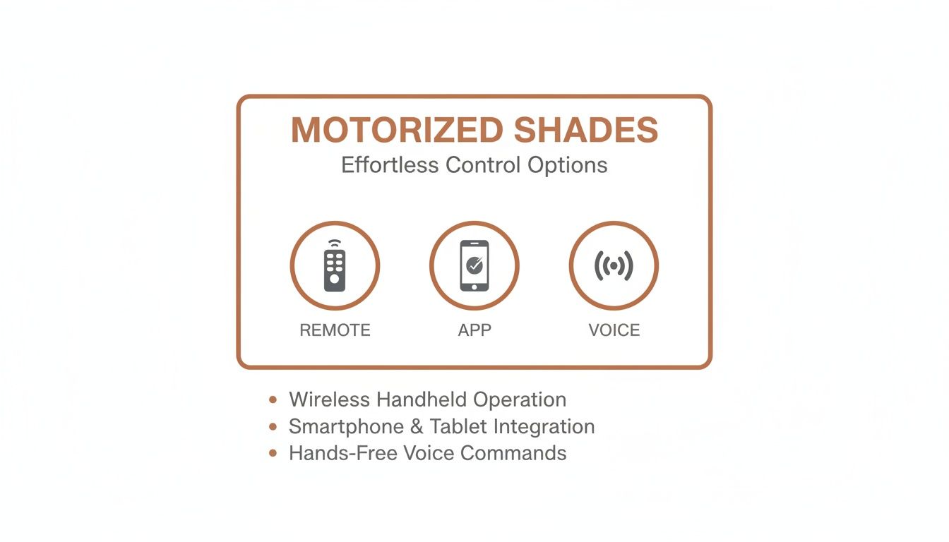 Westchester Window Fashions | Elevating Grand Interiors with Custom Window Treatments in Scarsdale, NY motorized shades control options including remote, app, and voice commands for effortless operation.