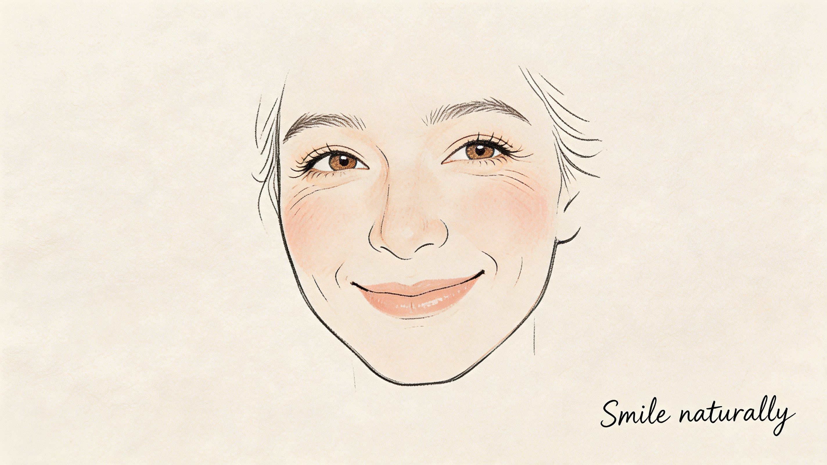 A gentle illustration of a person with a warm, natural smile for a professional profile picture.