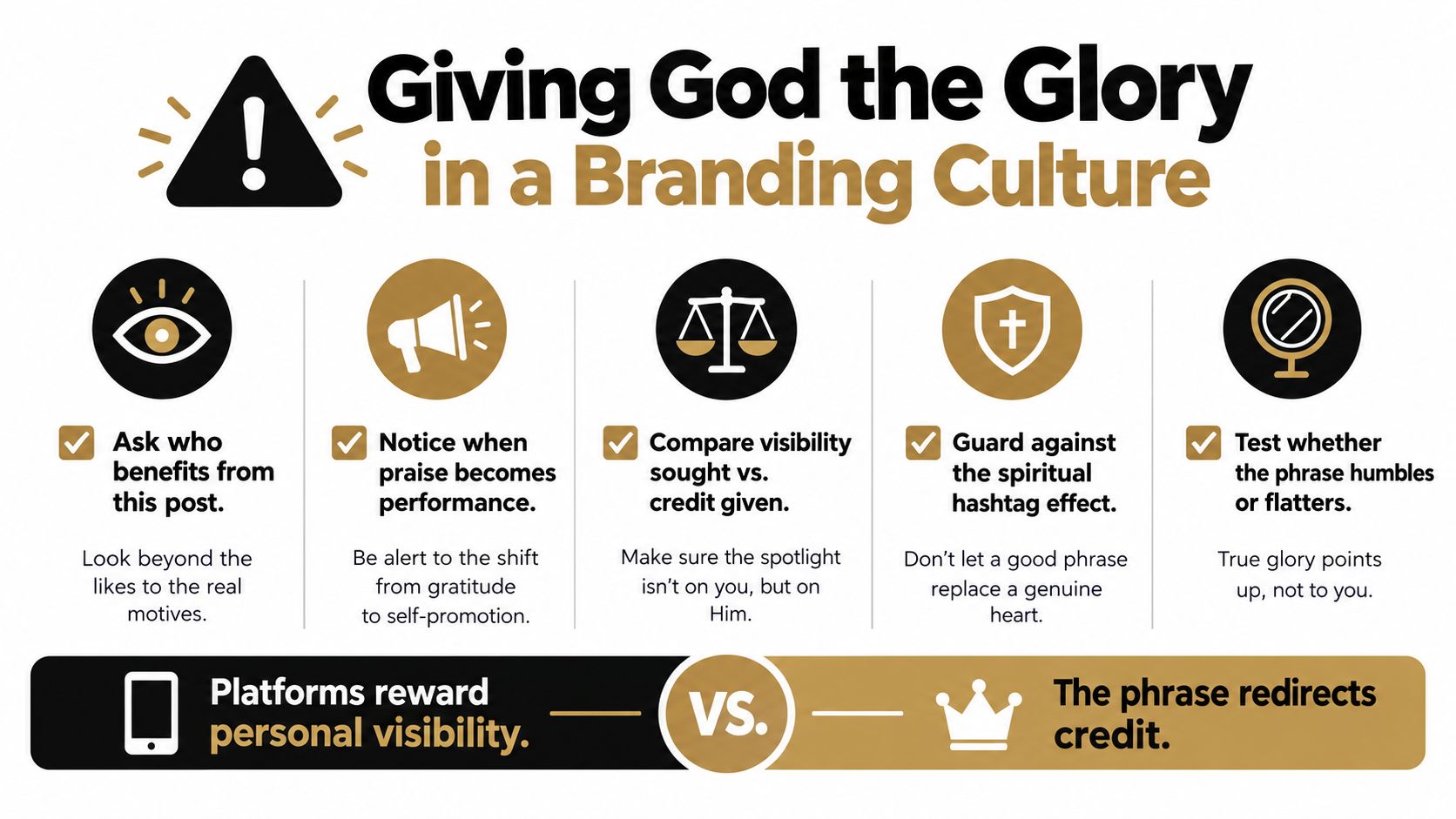 An infographic titled Giving God the Glory in a Branding Culture with five tips for Christian social media.