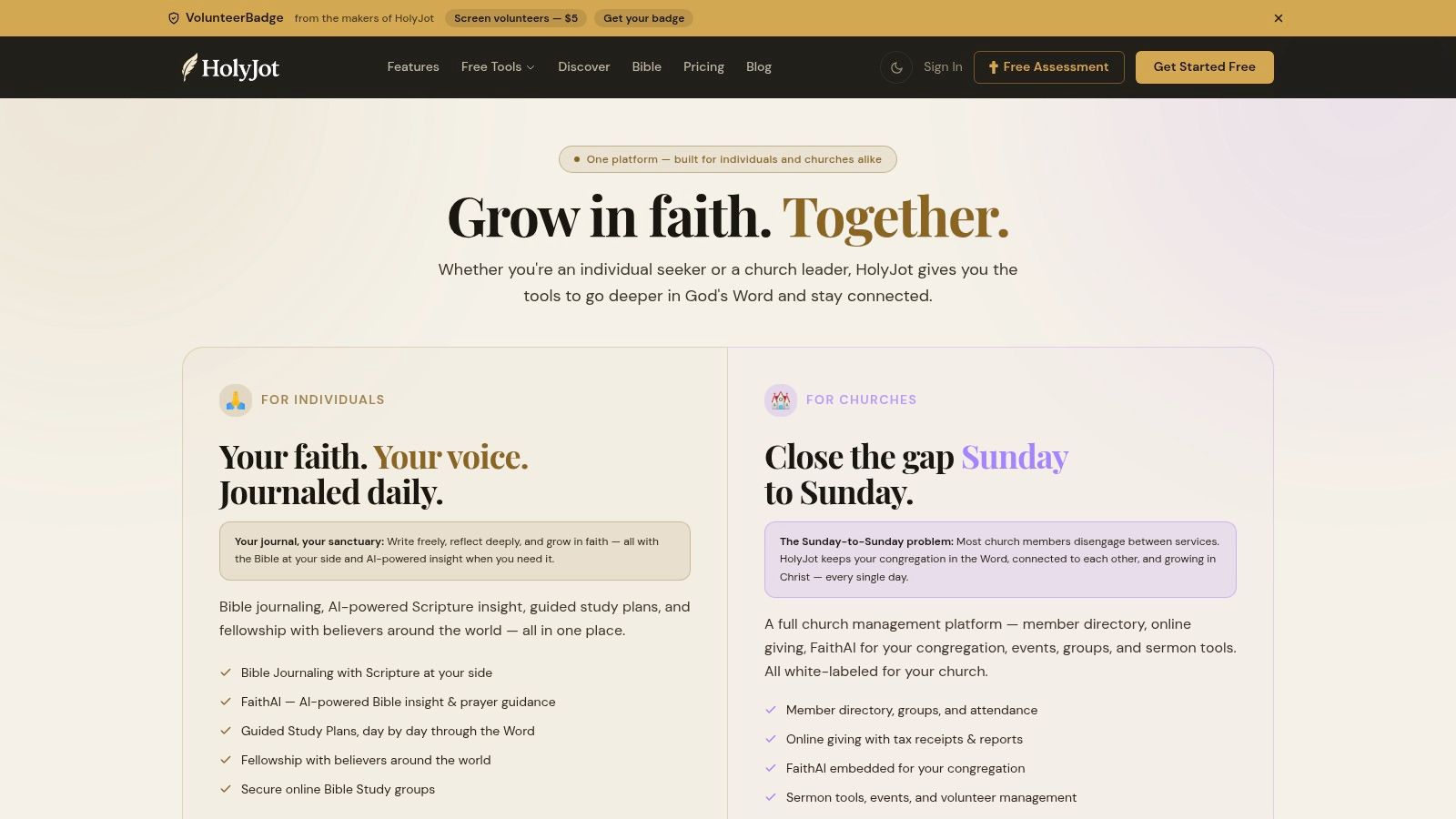 Screenshot from https://holyjot.com