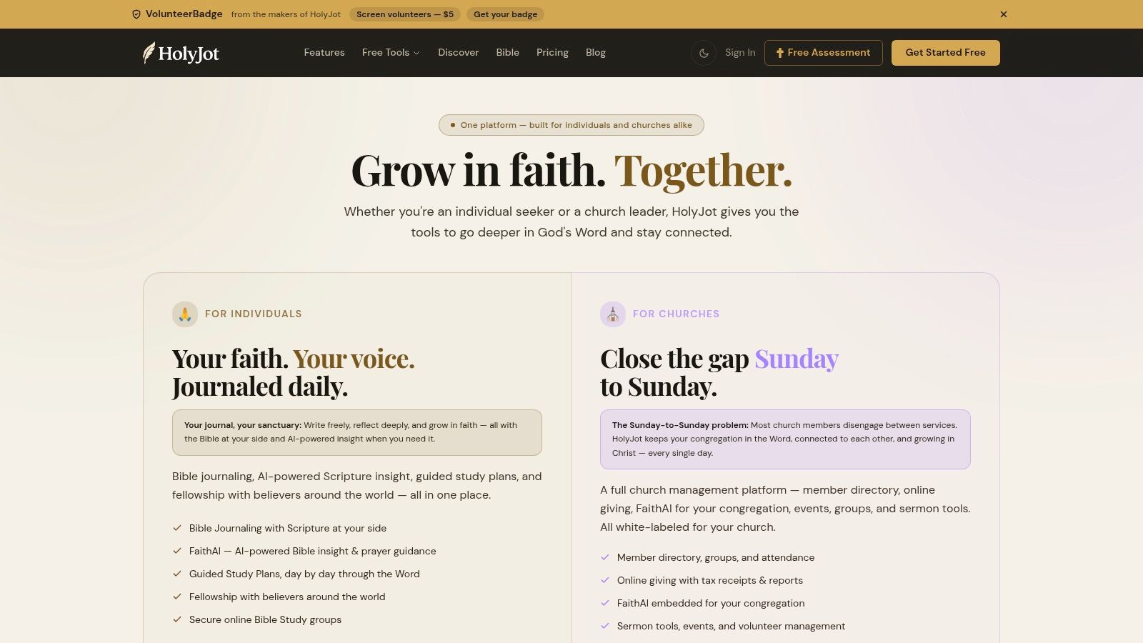 Screenshot from https://holyjot.com