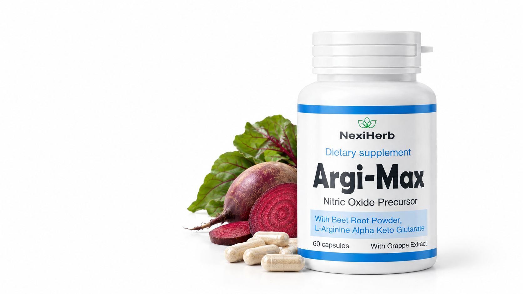 Argi-Max NexiHerb L-Arginine, L-Citrulline-DL-Malate, and beet root powder