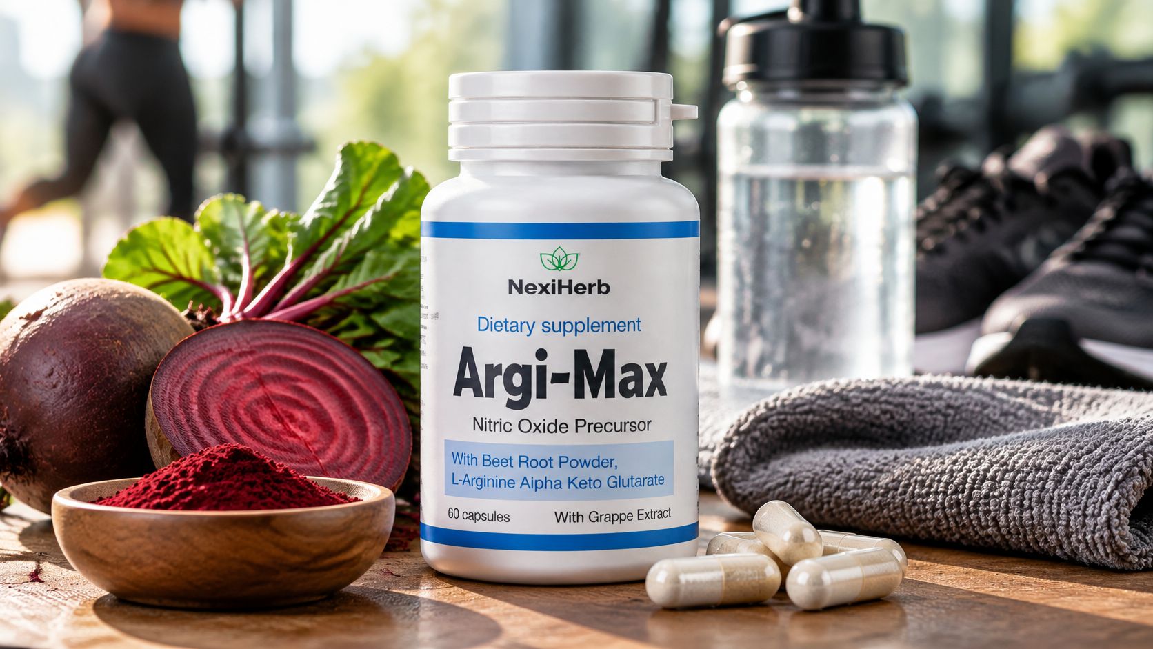 Argi-Max NexiHerb L-Arginine, L-Citrulline-DL-Malate, and beet root powder