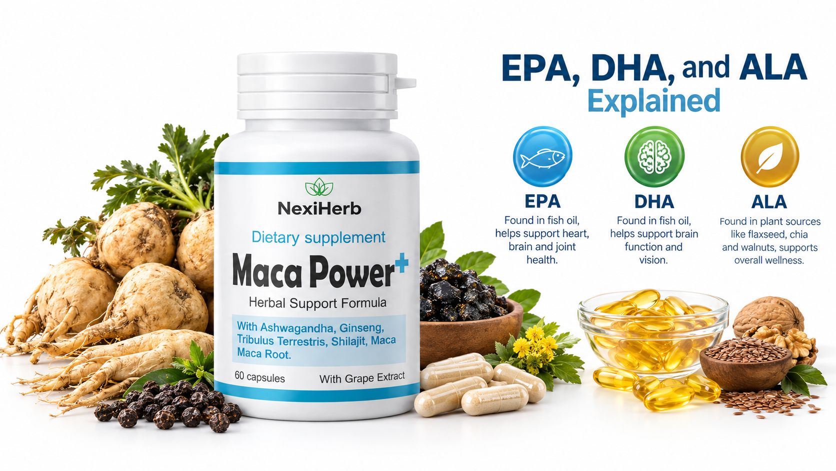 Maca Power+ NexiHerb Herbal Dietary Supplement