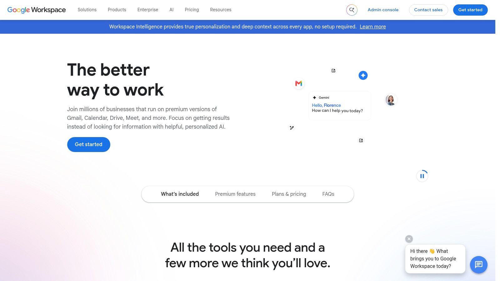 Google Workspace (Chat, Spaces, Meet, Drive/Docs/Sheets)