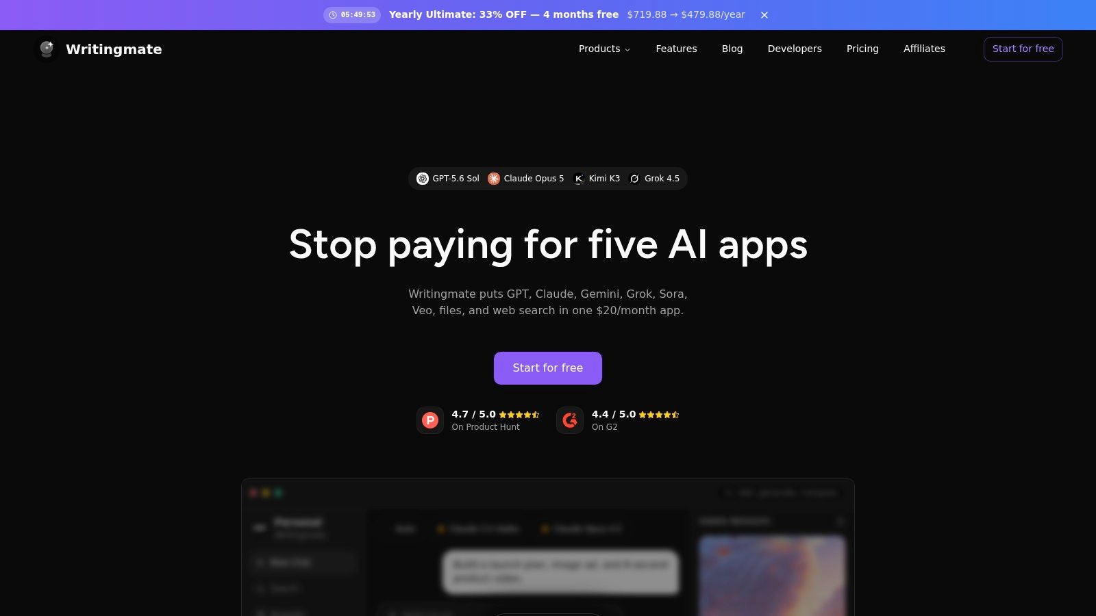 Screenshot from https://writingmate.ai