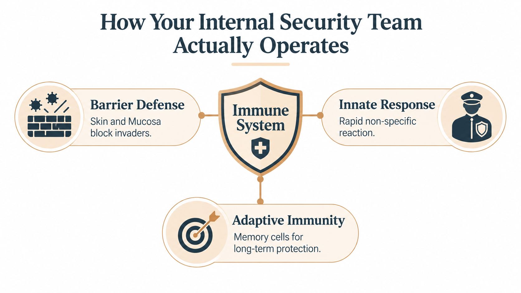 A diagram illustrating the immune system with barrier defense, innate response, and adaptive immunity components.
