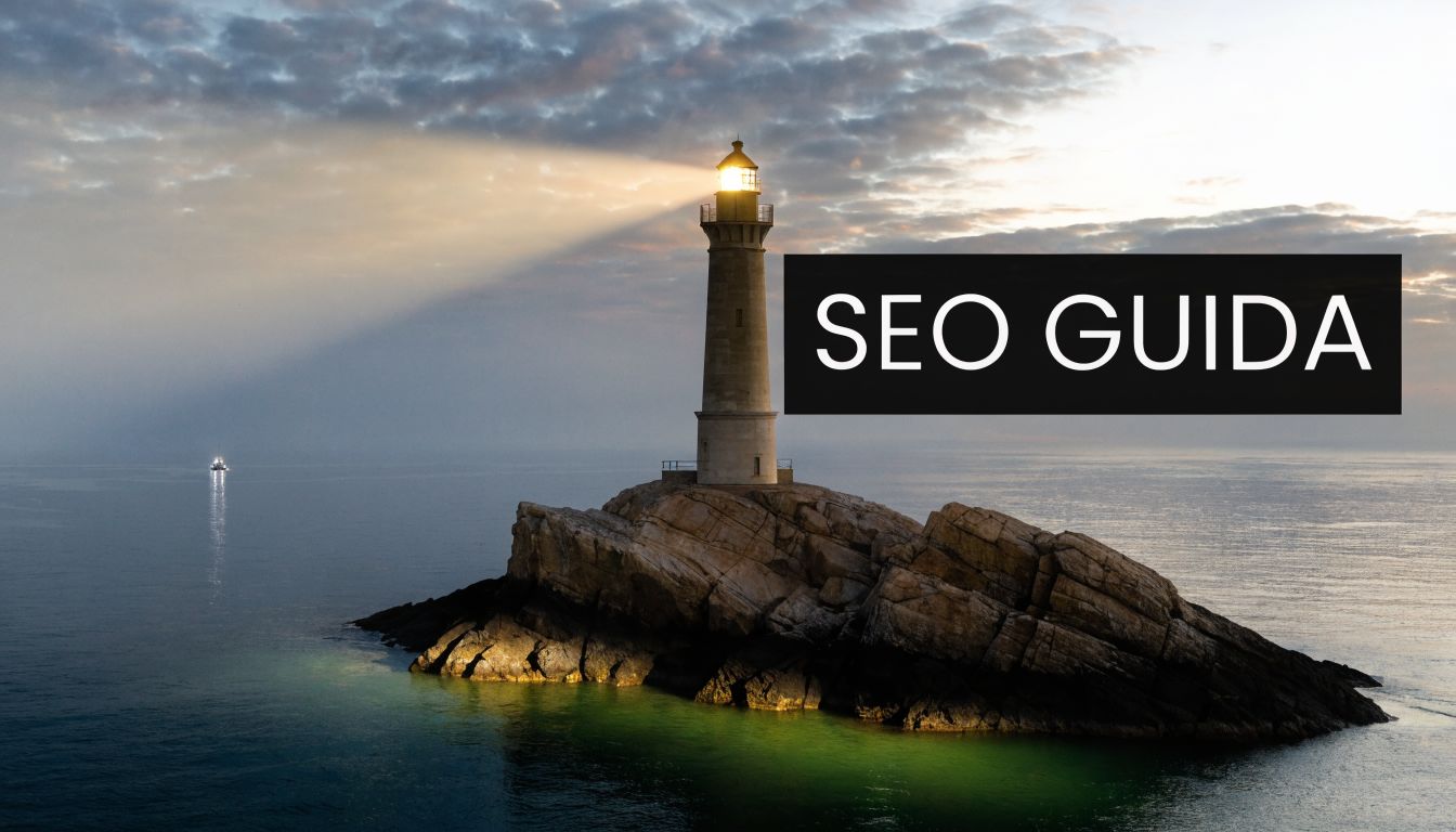 Un faro che illumina il mare al tramonto, rappresentando la guida perfetta per ottimizzare la strategia SEO.