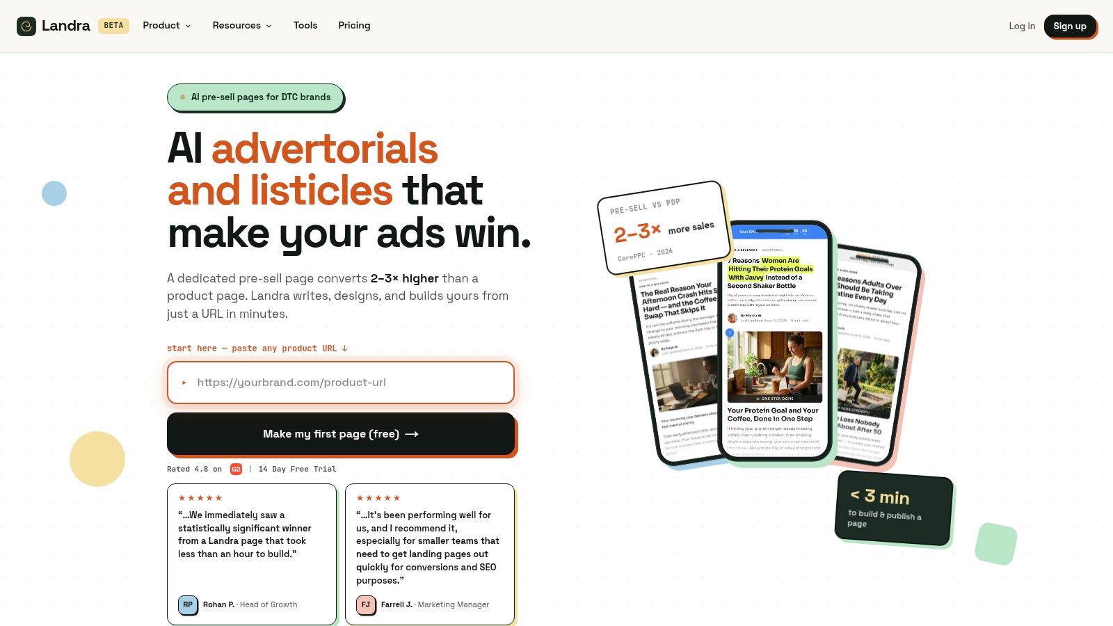 Screenshot from https://www.getlandra.com