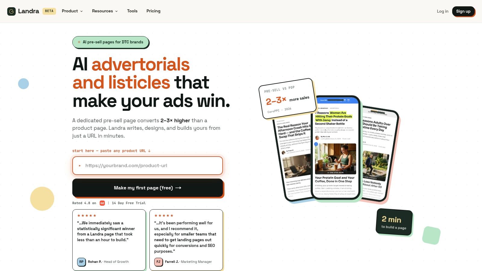 Screenshot from https://www.getlandra.com