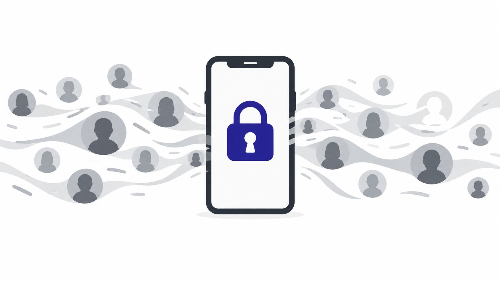 A smartphone screen displaying a blue padlock icon representing privacy and security for mobile phone users.