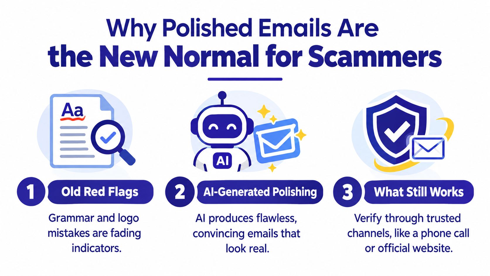 An infographic explaining how AI is making phishing emails more convincing and harder to detect.