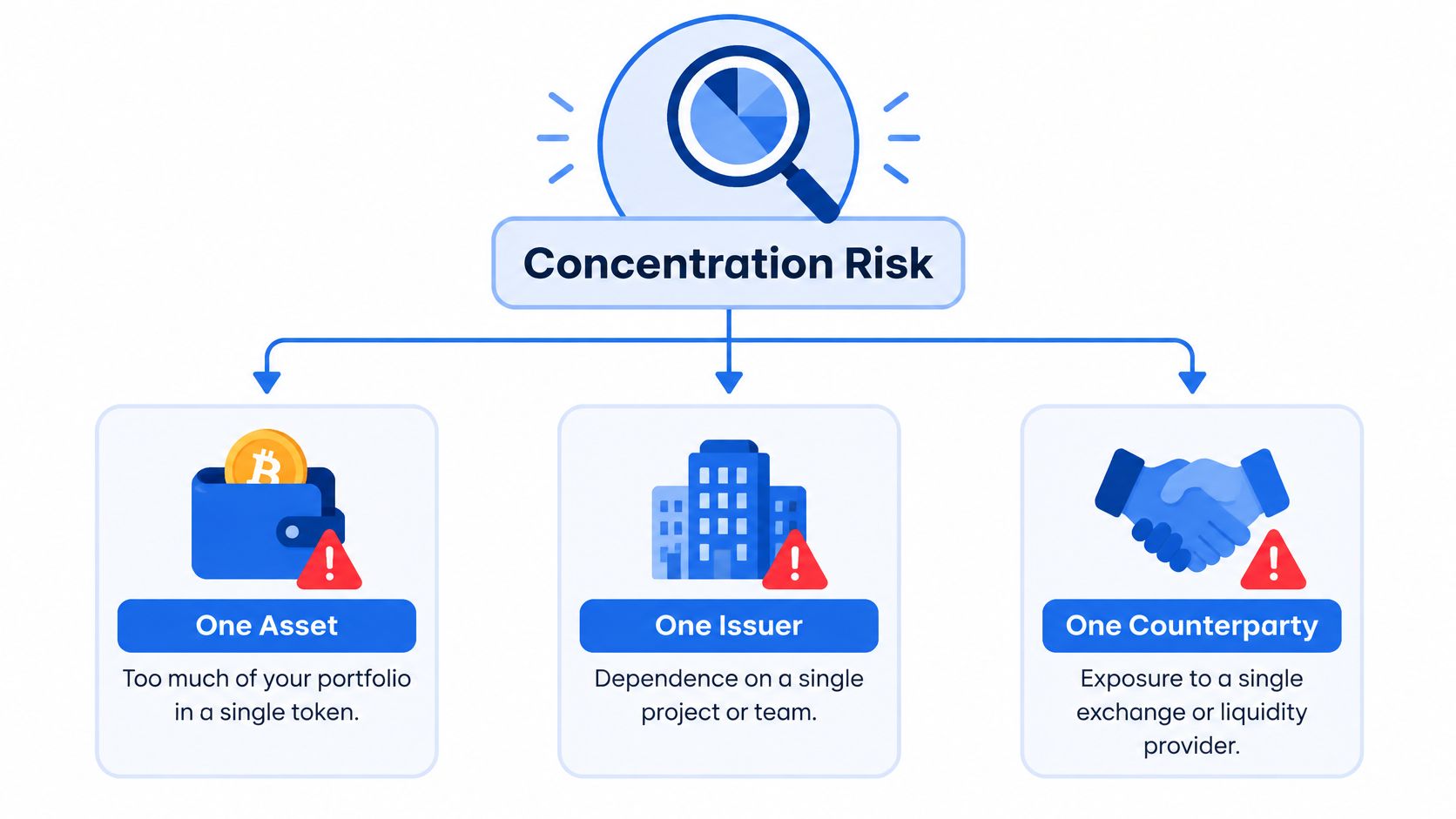 A diagram illustrating concentration risk with categories for one asset, one issuer, and one counterparty.