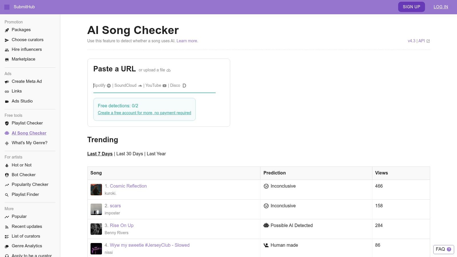 SubmitHub AI Song Checker