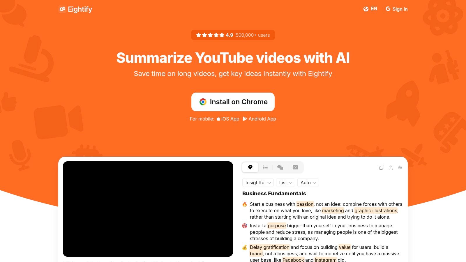 Eightify YouTube summarizer
