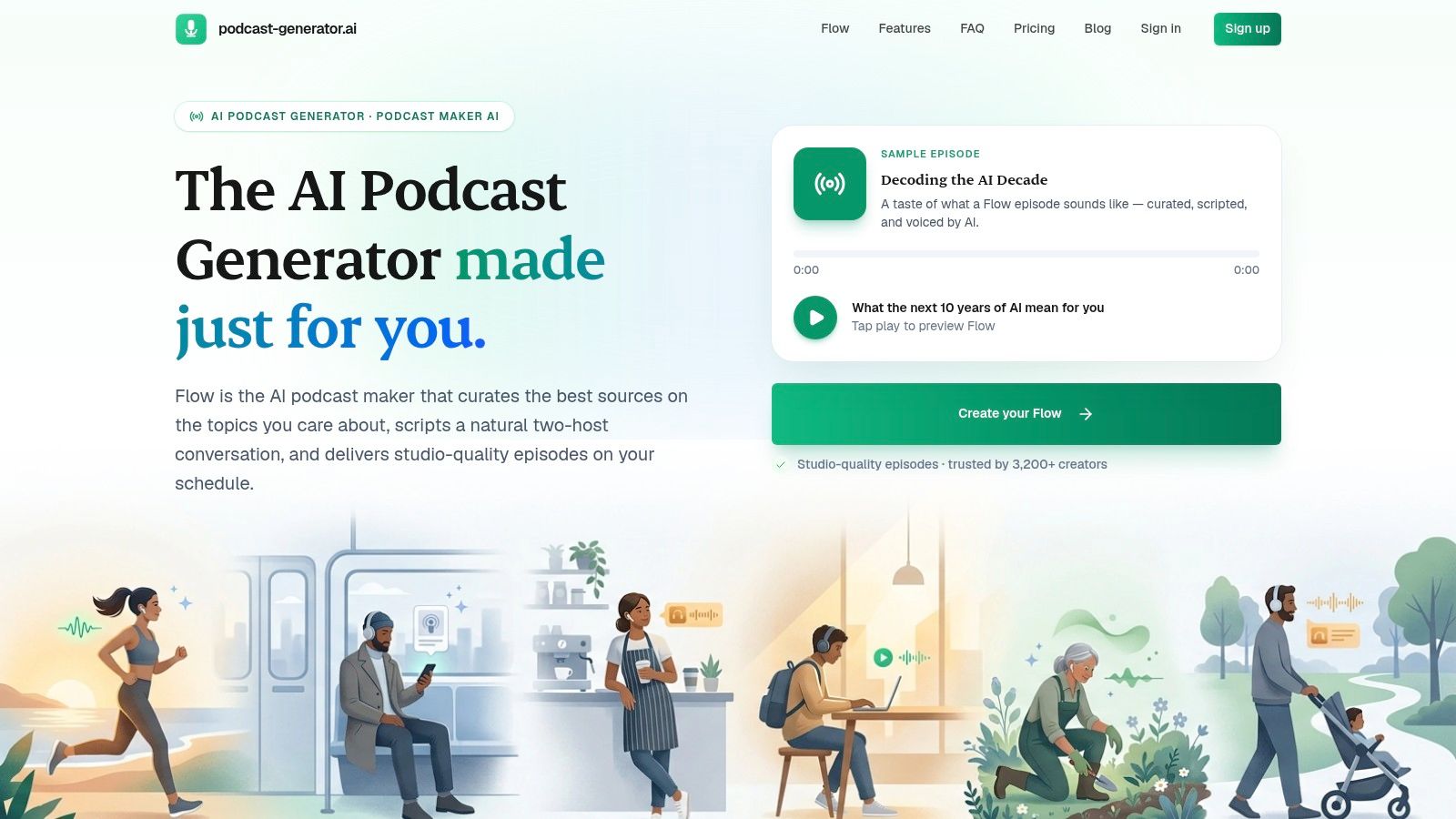 Screenshot from https://podcast-generator.ai