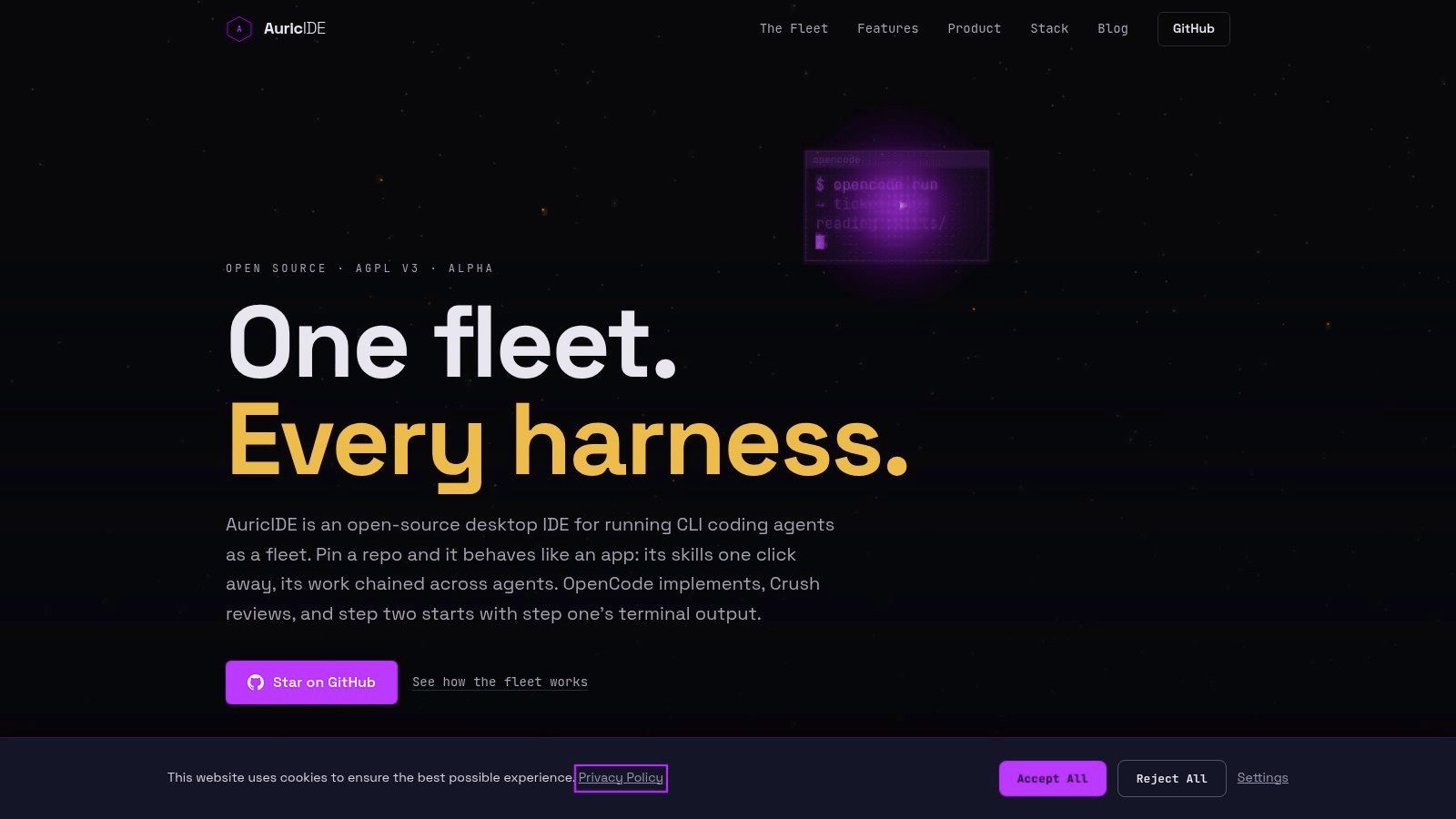 Screenshot from https://auric-ide.tech