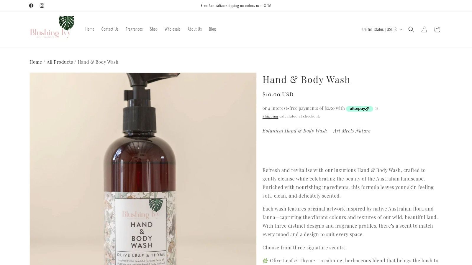 Screenshot from https://blushing-ivy-home-fragrance.myshopify.com/products/hand-body-wash-vanilla-oakmoss