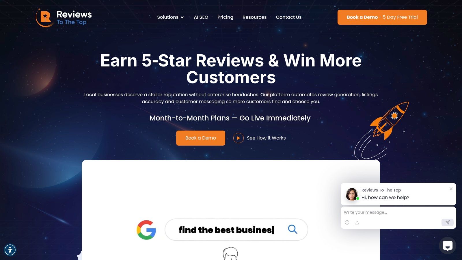 Reviews To The Top reputation management dashboard